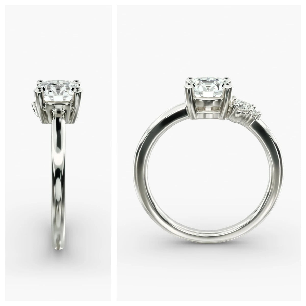 Unique 14K/18K Asymmetrical Marquise and Round Cluster Diamond Wedding Ring Band | D Color VVS Lab-Created Diamond Design