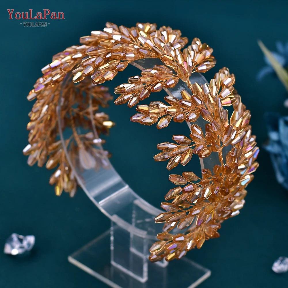 Crystal Wedding Headband | Floral Bridal Headpiece | Bride Tiara Hair Accessories for Wedding & Party