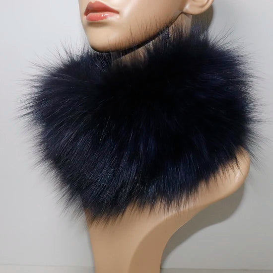 Women's Real Fox Fur Ring Scarf & Headband– Luxury Winter Neck Warmer Muffler, 100% Natural Fur with Good Elastic