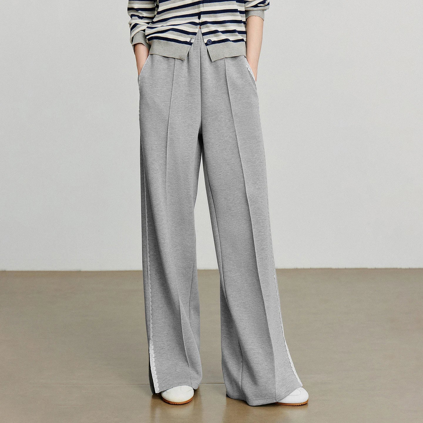 Casual Knit Straight Pants – Elastic Waist Autumn Trousers for Women - HER SHOP