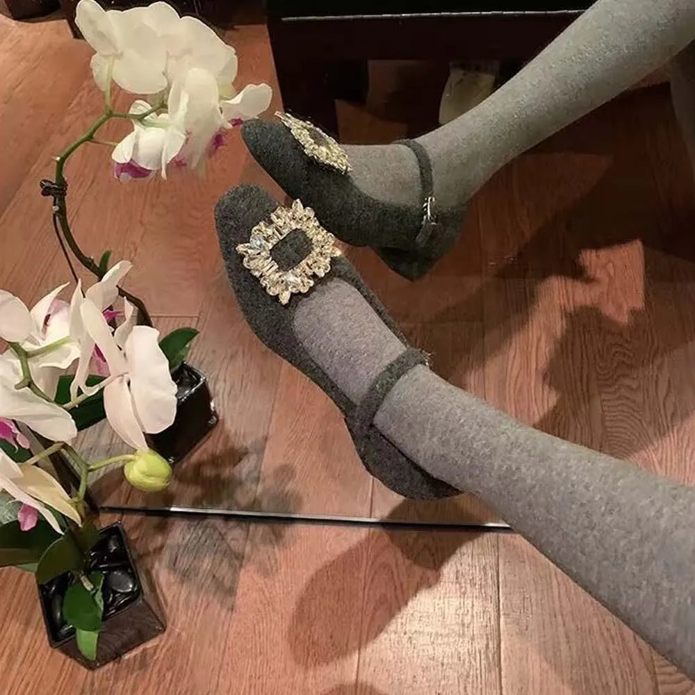 2025 New Spring Autumn Designer Crystal Women's Shoes Fashion Shallow Flat Shoes Simple Outdoor Soft soled Shoes