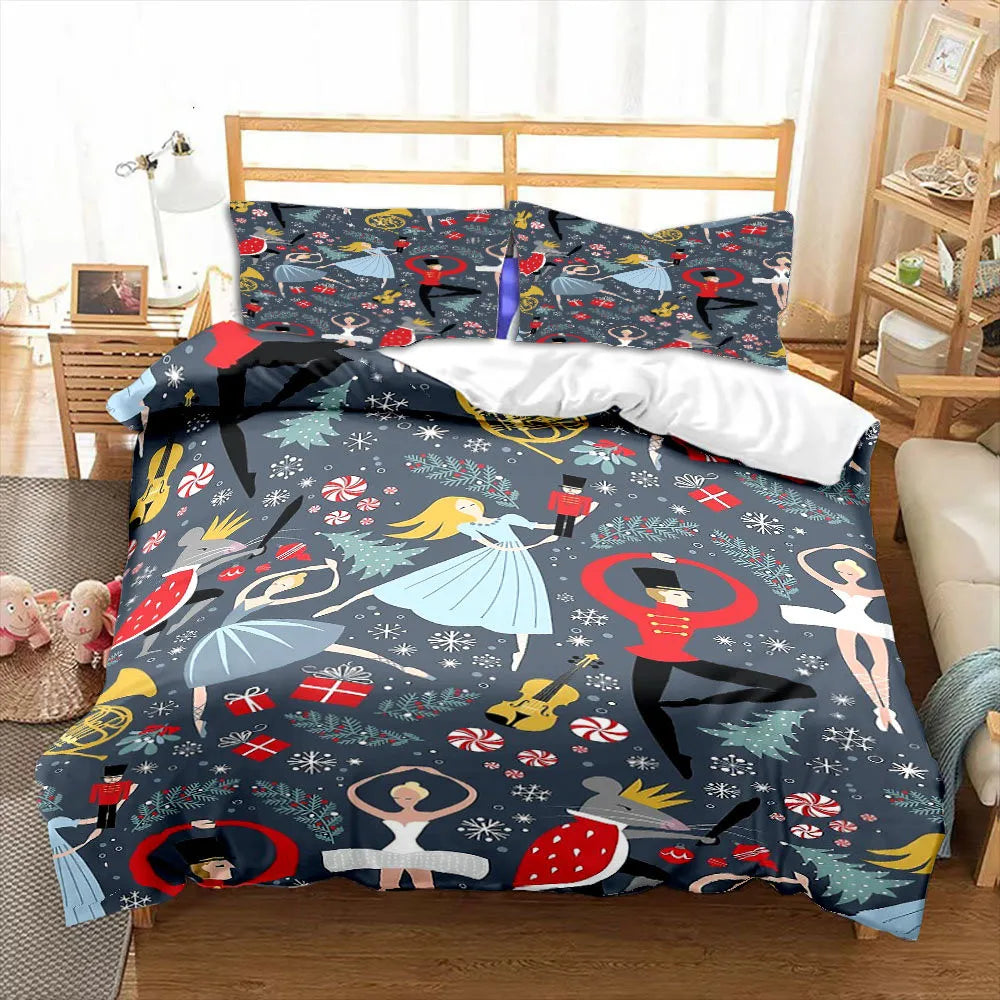Nutcracker Cartoon Duvet Cover Merry Christmas Navidad Gifts Child Bedroom Decoration Women Men Cartoon Royal Guarder Queen Size