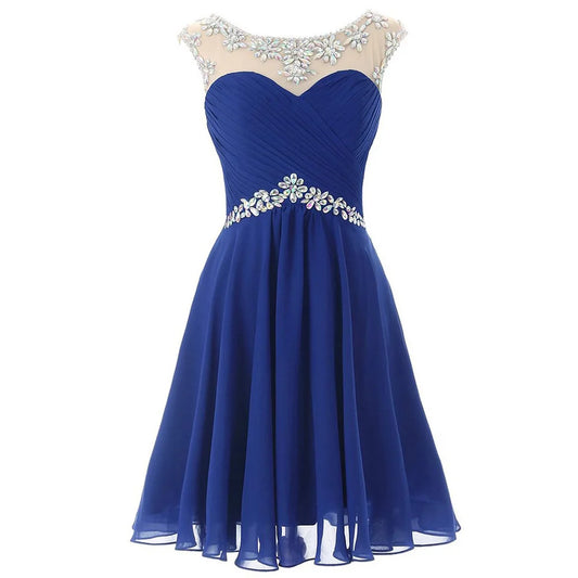 Yellow Chiffon Beaded Crystal Cocktail / Homecoming Dresses - HER SHOP