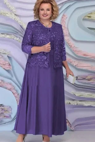 Customized Plus Size Blue Mother of the Bride Dresses with Jacket A-line Wedding Guest Dress Lace Party Vestido Madre Novia