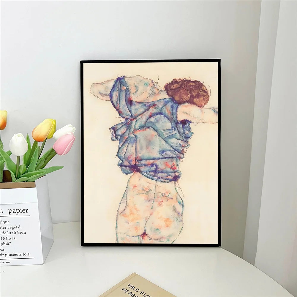 1pc E-Egon S-Schiele Self-adhesive Art Poster Waterproof Paper Sticker Coffee House Bar Room Wall Decor
