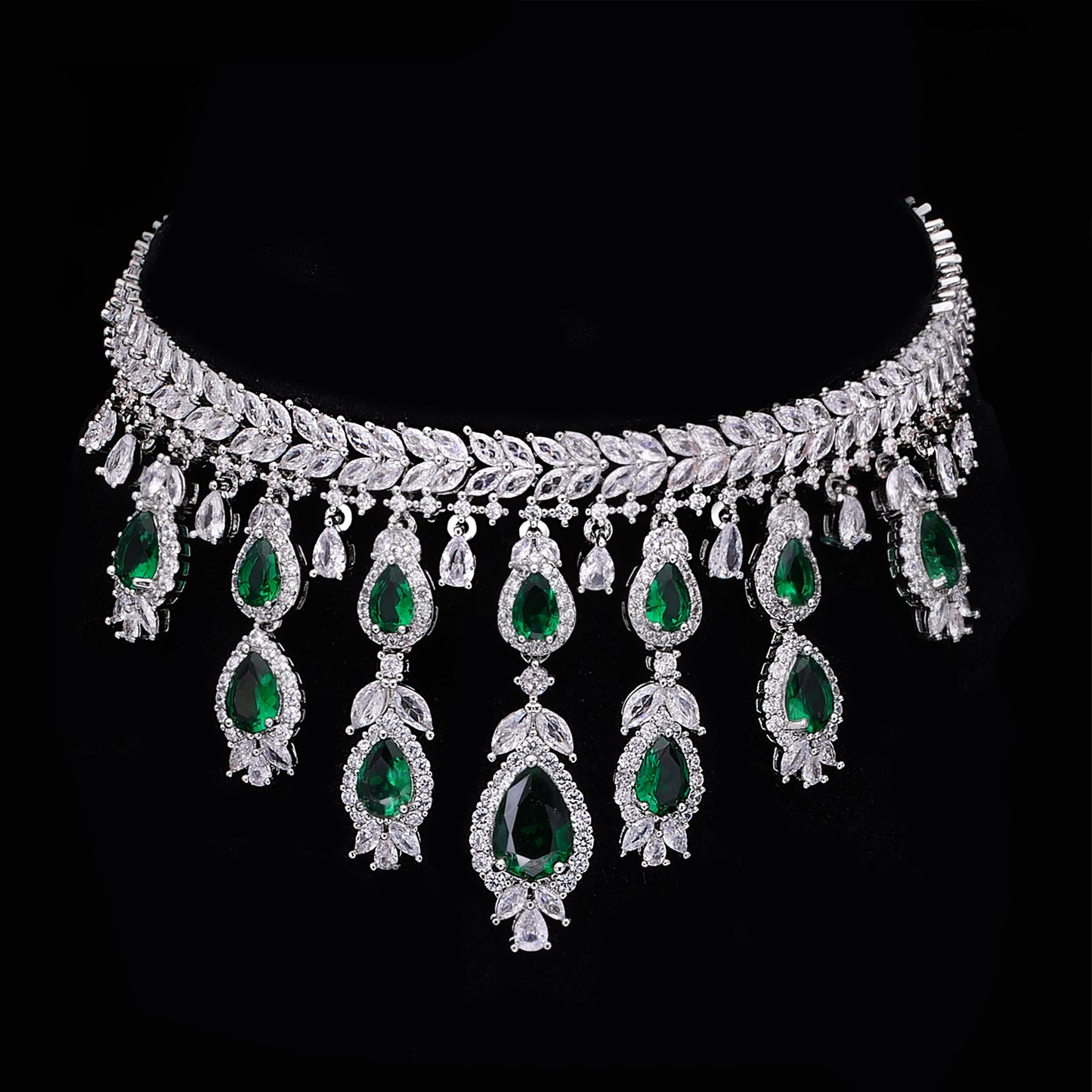 Luxury 4-Piece Bridal Wedding Jewelry Set | 3A Zircon Crystal Necklace Set | Dubai-Inspired Hot Selling Jewelry