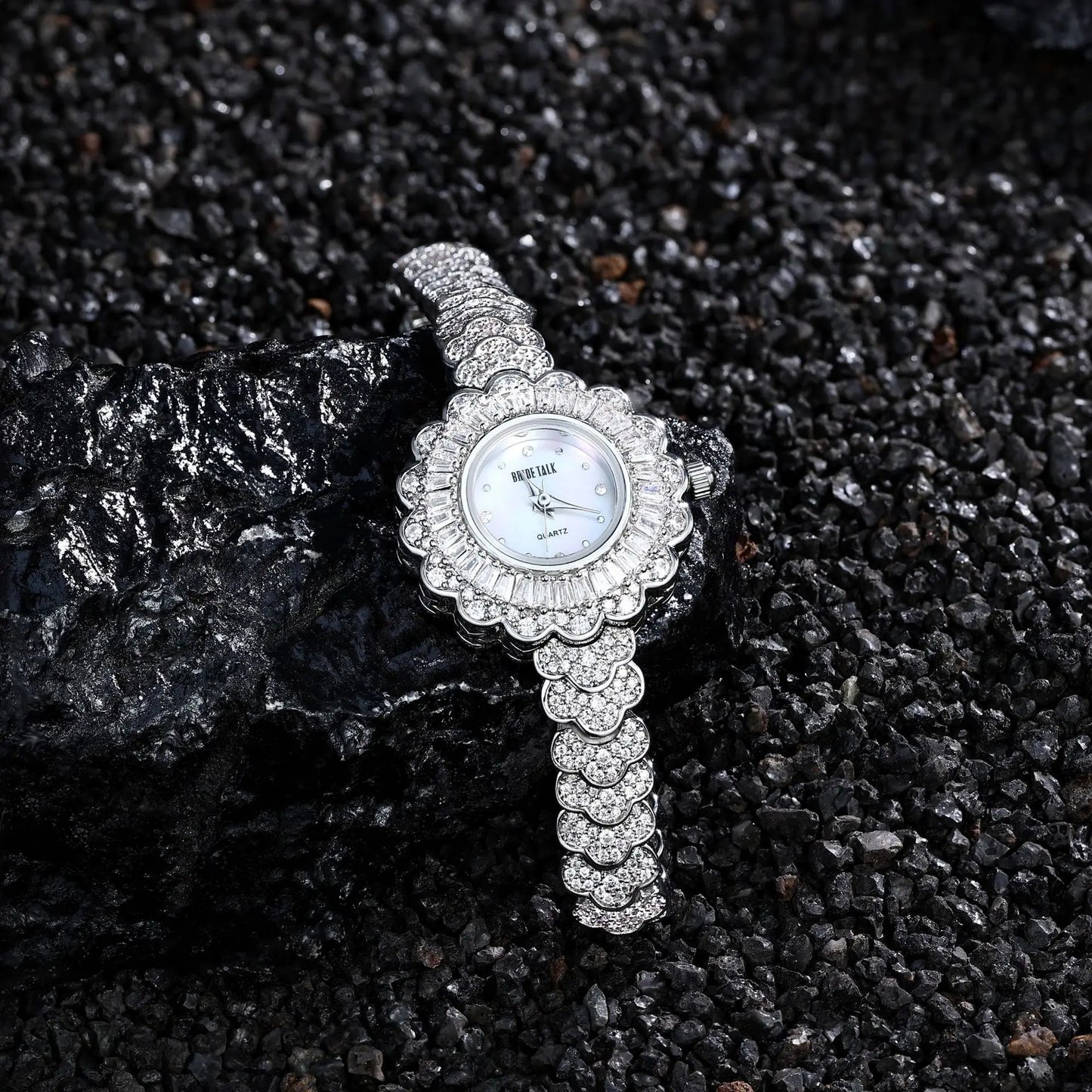 HER JEWELIFE 19cm Length Watch for Women AAA Cubic Zircon Full Crystal Watch for Wedding Party Jewelry Japan Movement Waterproof