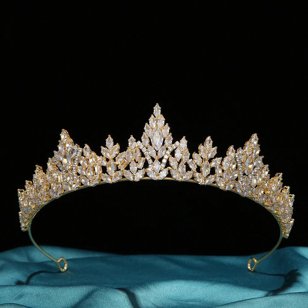 Bridal Headband Wedding Headdress Cubic Zirconia Princess Bride Tiaras Crowns Women Birthday Party Prom Hair Jewelry Hairband