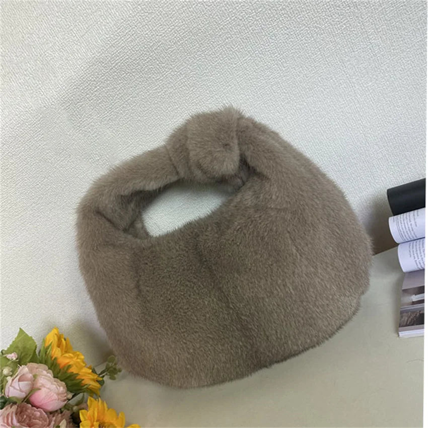 Luxury Real Mink Fur Handbag – Women’s Leather Party & Evening Bag