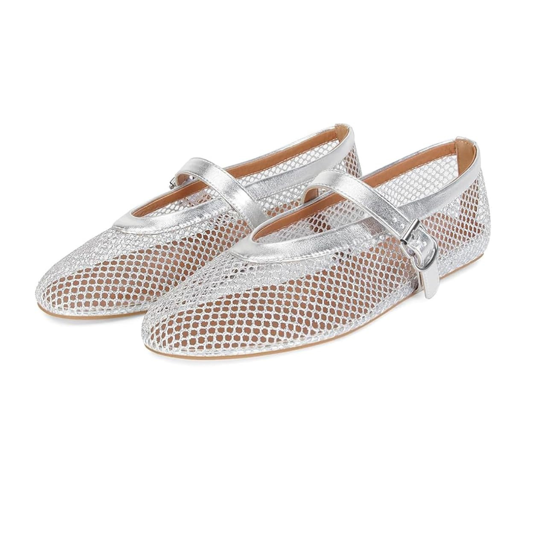 Square Crystal Buckle Ballet Flats for Women - Wedding Shoes