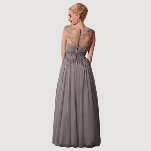 Simple Gray Chiffon A-Line Mother of Bride Dress - HER SHOP®