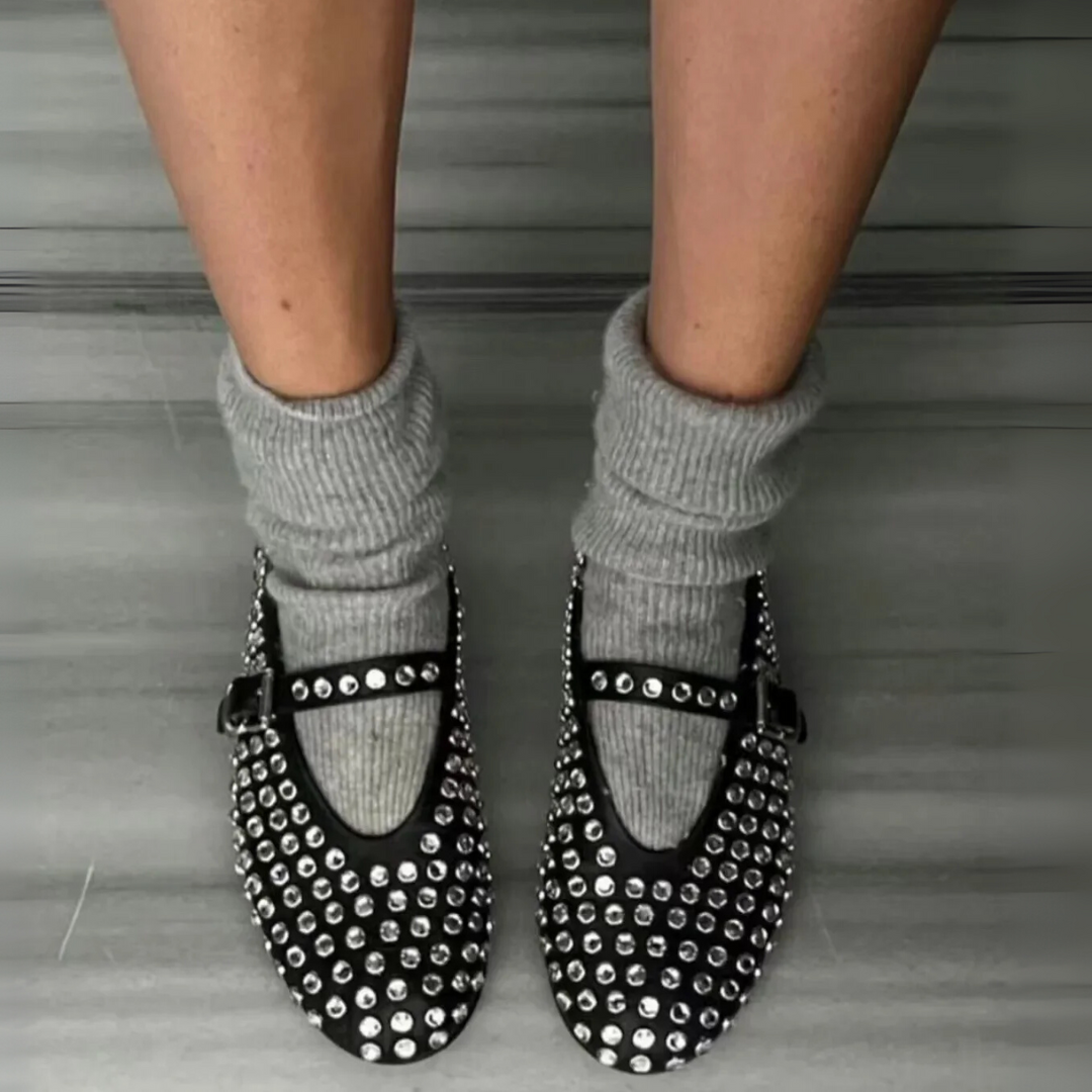 Square Crystal Buckle Ballet Flats for Women - Wedding Shoes