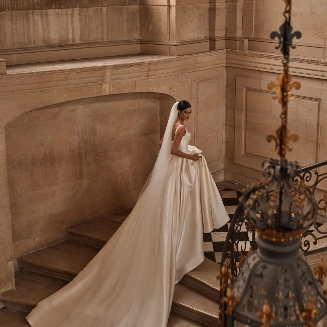 Sweetheart Off-Shoulder Ball Gown Wedding Dress Pearl Detail, Court Train, Princess Silhouette