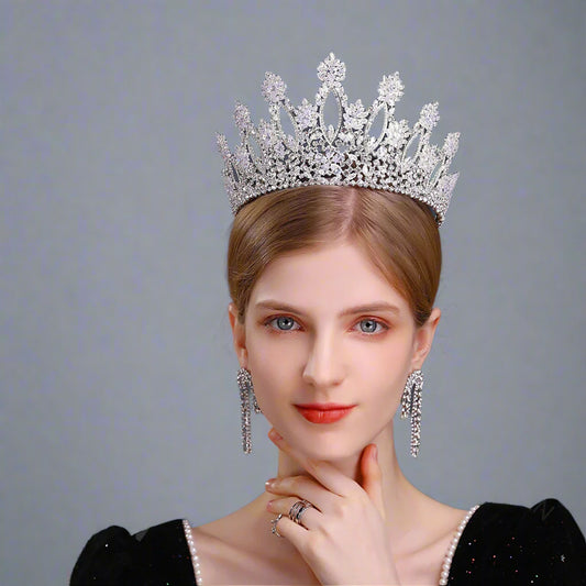 Tall Tiaras Cubic Zirconia Wedding Crowns Bridal Headwear Princess Corona Luxury Pageant Hair Jewelry Women Headpieces Best Gift - HER SHOP