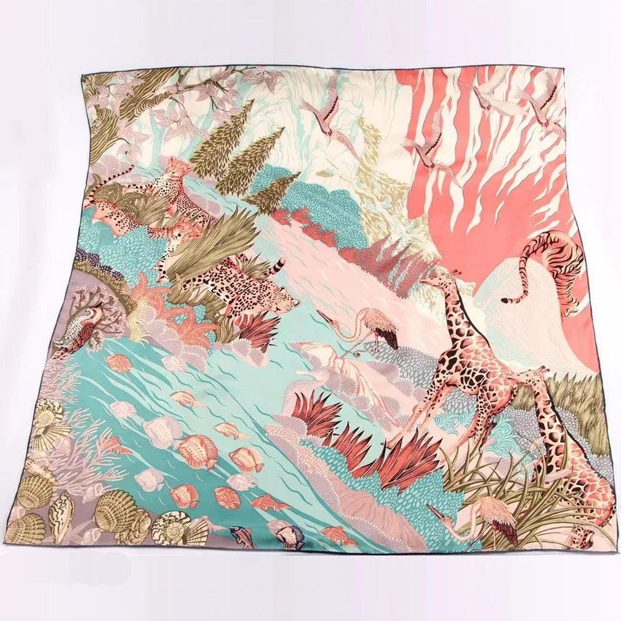 100% Twill Silk Scarf Women Large Square Silk Shawl Wraps 35"