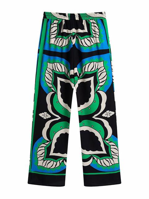 Batwing Sleeve Kimono Blouse Geometric Print Turn Down Collar Belt Sashes Oversize Casual Shirts Women Summer Chic Tops Outwear - HER SHOP