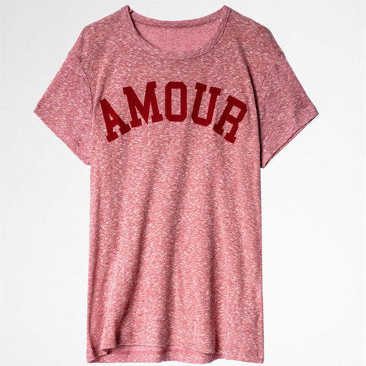 Fashion T-shirts New Flocking Letters Woman T-shirts Spring Summer Zadig Voltaire T-shirts Casual Tops for Women Pink Color T-shirts - HER SHOP
