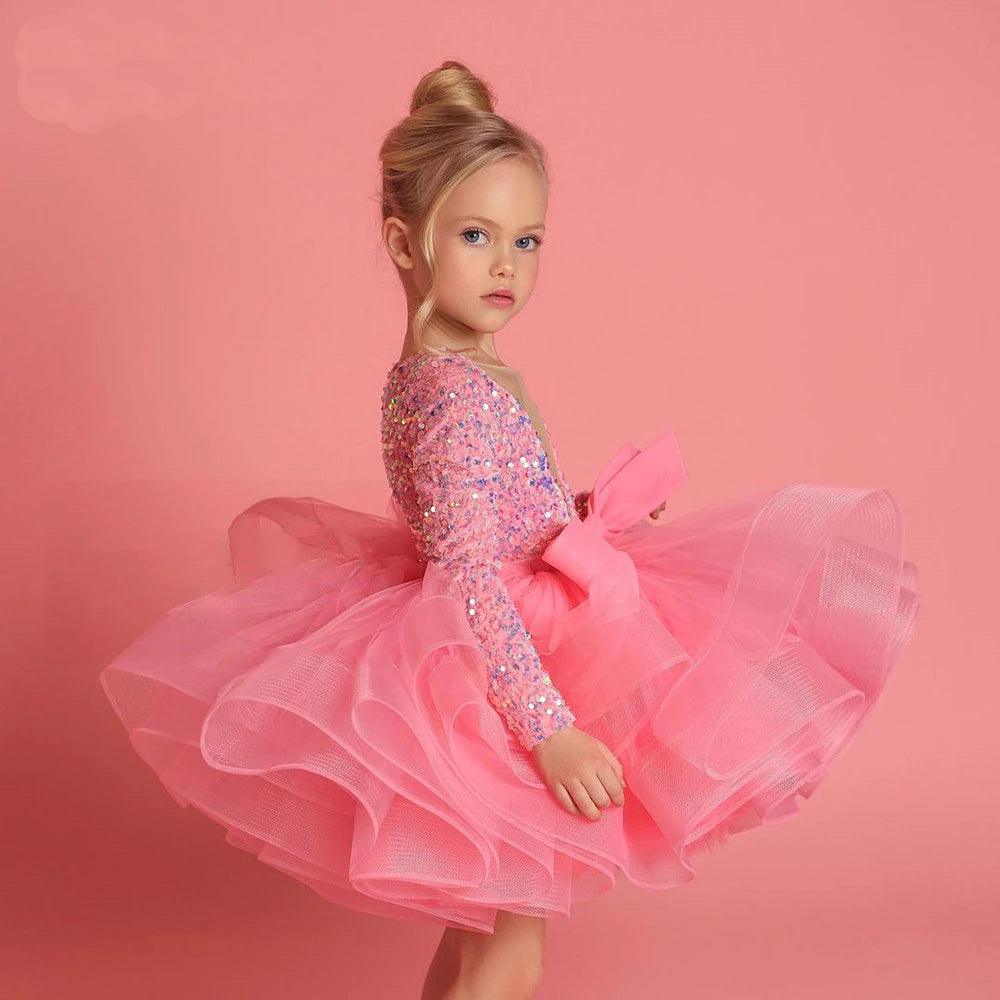 Glitter Illusion Puffy Layered V Neck Girl Party Dresses HER SHOP Glitter Illusion Puffy Layered V Neck Girl Party Dresses HER SHOP