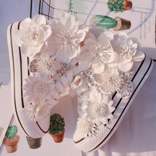 Original Butterfly Flower High-top Sweet Lace-up Canvas Shoes - HER SHOP®