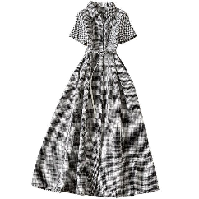 Elegant Bird Print Lattice Shirt Dress – Short Sleeve Designer Style for Spring & Summer