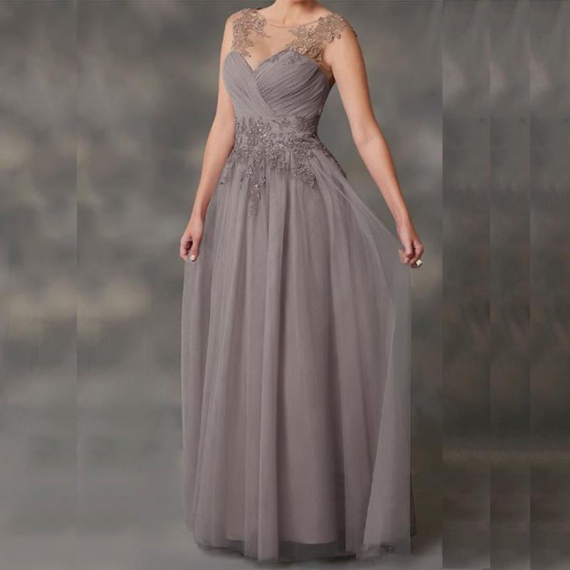 Simple Gray Chiffon A-Line Mother of Bride Dress