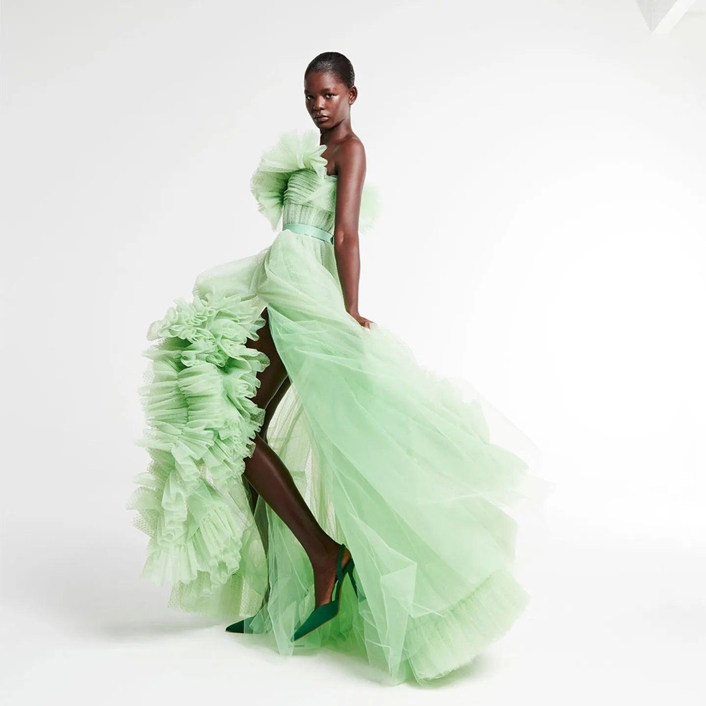 Mint Green Tulle Split Corset Long Maxi Gowns HER SHOP Mint Green Tulle Split Corset Long Maxi Gowns HER SHOP