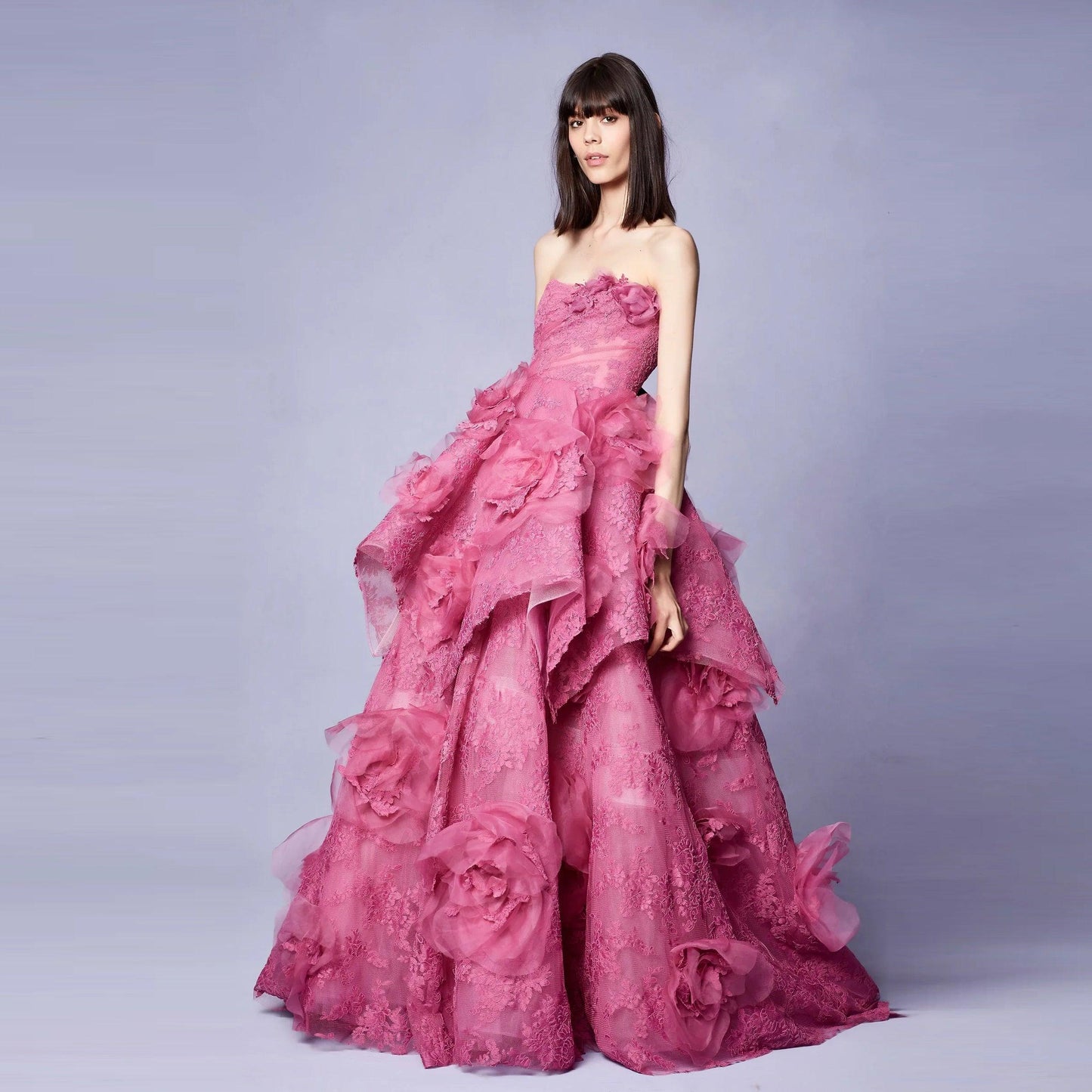 Pretty 3D Floral Lace Prom Dresses