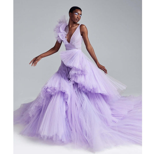 Lavender Tulle Ball Gown - Puffy & Ruched - HER SHOP