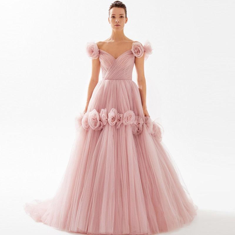 Off Shoulder Backless Floral A-line Prom Dresses HER SHOP Off Shoulder Backless Floral A-line Prom Dresses HER SHOP