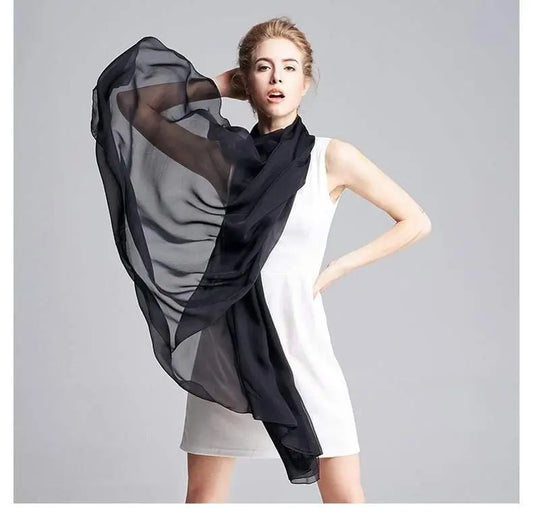 Her Shop accessories 100% Natural Silk Long Georgette Scarf - HER SHOP®