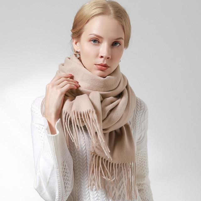 Her Shop accessories Beige / 180x60cm 100% Pure Wool Scarf