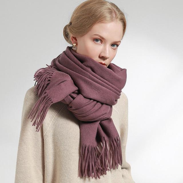Her Shop accessories Grape Purple / 180x60cm 100% Pure Wool Scarf