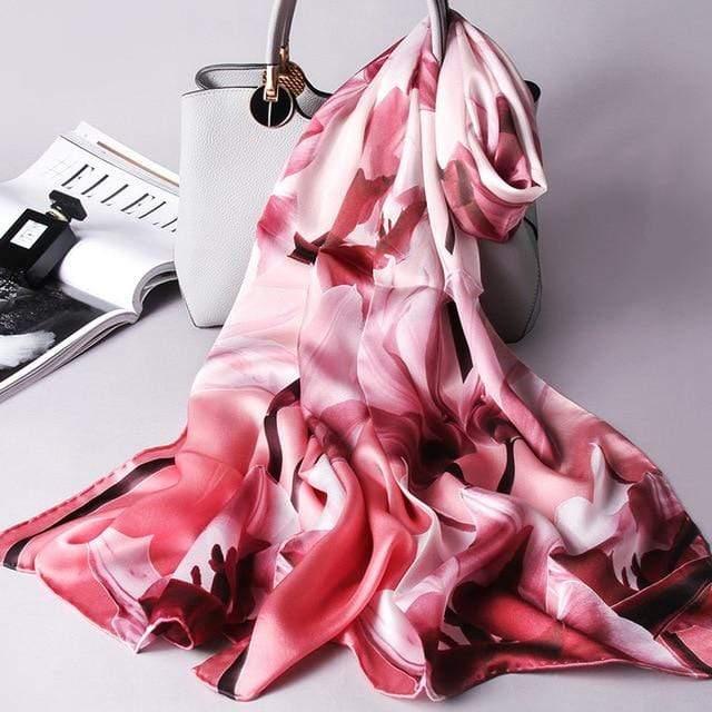 Her Shop accessories Color 8 / 170X53CM 100% Real Silk Scarf