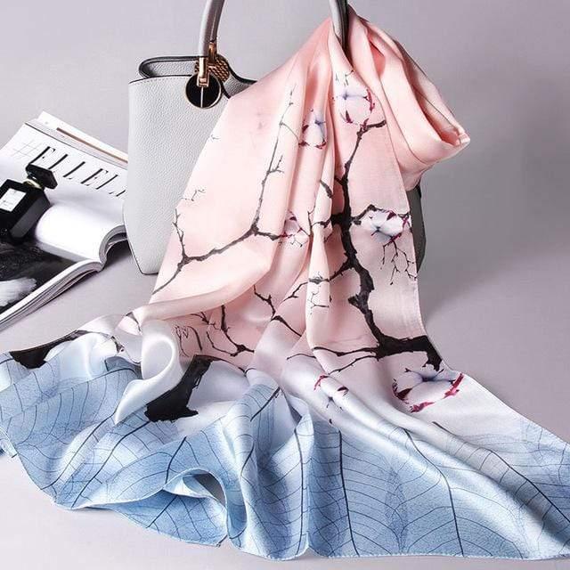 Her Shop accessories Color 6 / 170X53CM 100% Real Silk Scarf