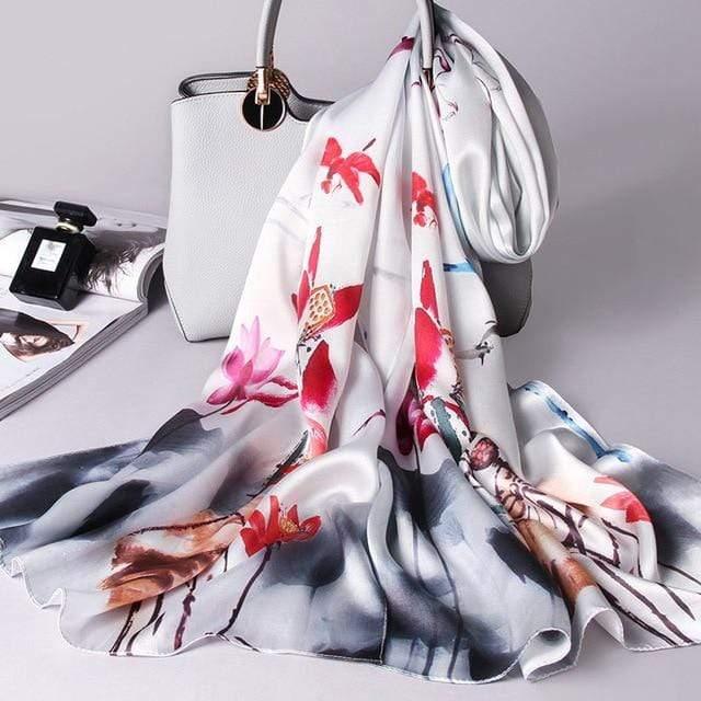Her Shop accessories Color 15 / 170X53CM 100% Real Silk Scarf
