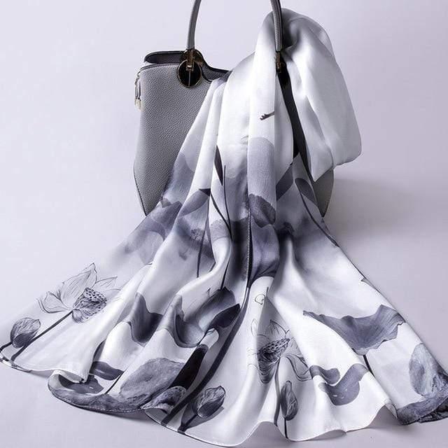 Her Shop accessories Color 17 / 170X53CM 100% Real Silk Scarf