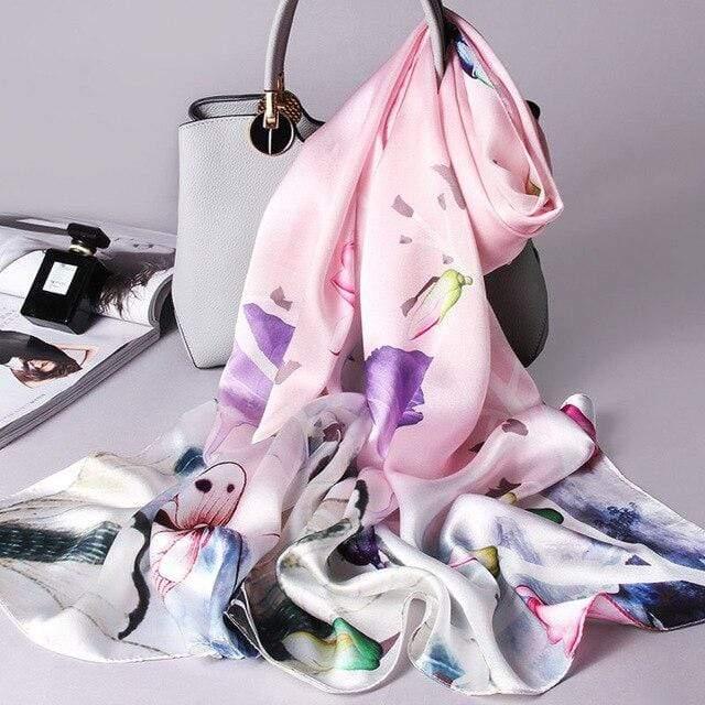 Her Shop accessories Color 10 / 170X53CM 100% Real Silk Scarf