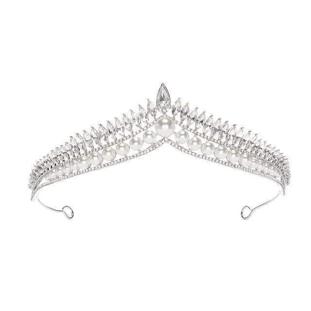 Luxury Pearl Princess Rhinestone Tiara - Queen Pageant Prom Crown for Weddings