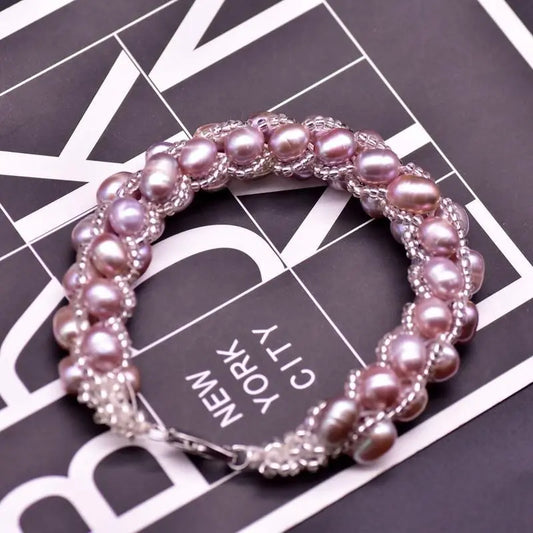 Minimalist Purple Pearl Rope Bracelet - Natural Freshwater Pearl Jewelry for Women - HER SHOP®