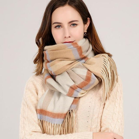 Her Shop accessories Winter Plaid 100% Lamb Wool Scarf - HER SHOP