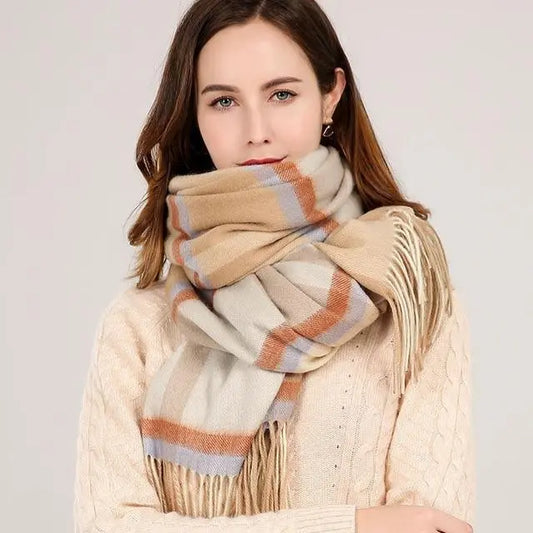 Her Shop accessories Winter Plaid 100% Lamb Wool Scarf - HER SHOP®