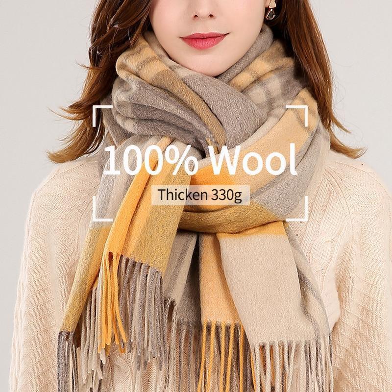 Her Shop accessories Winter Plaid 100% Lamb Wool Scarf