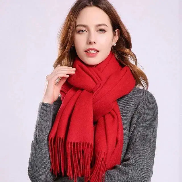 Women 100% Real Wool Scarf Winter Scarves