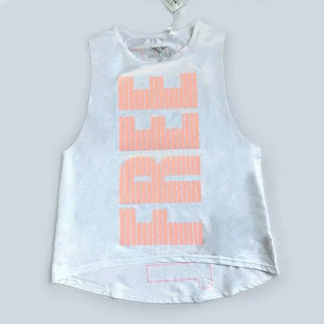 Women Letter Printed Breathable Yoga Top
