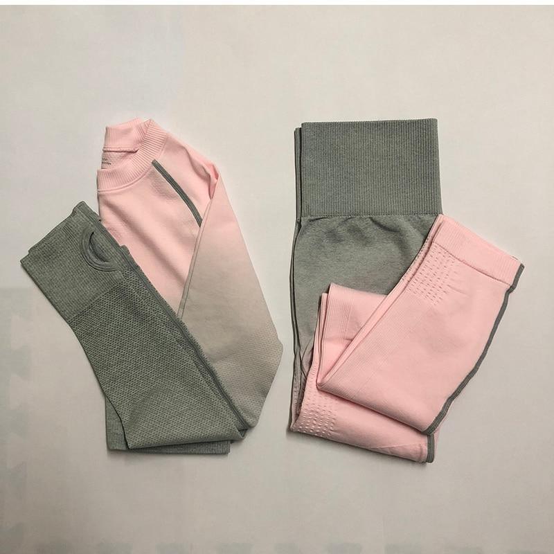 Women Seamless Leggings+Cropped Shirts Workout Suit