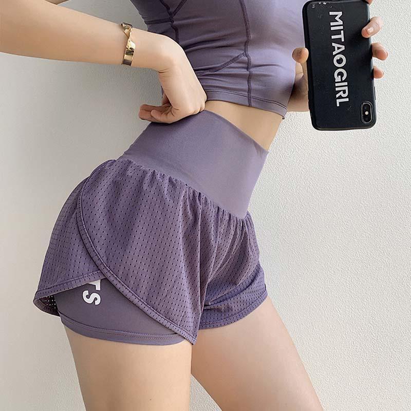 Women Summer High Waist Mesh Yoga Shorts - HER SHOP