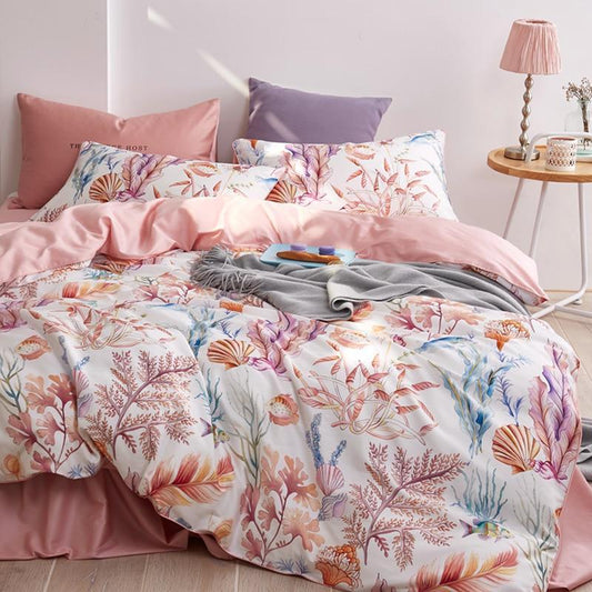 Egyptian Cotton Flower Print Girls Pastoral Princess Bedding Sets - HER SHOP