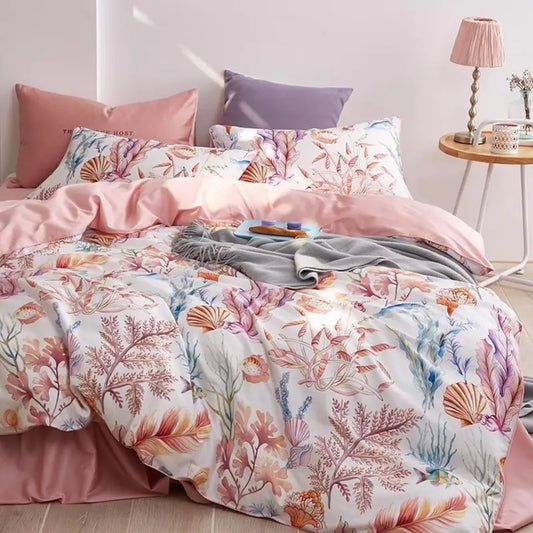 Egyptian Cotton Flower Print Girls Pastoral Princess Bedding Sets - HER SHOP®