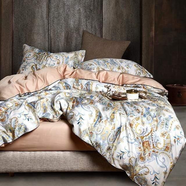 Her Shop Bedding Egyptian Cotton Flower Print Girls Pastoral Princess Bedding Sets