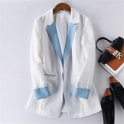 Her Shop Blazers Cotton Linen Single Button Casual Blazer Suit